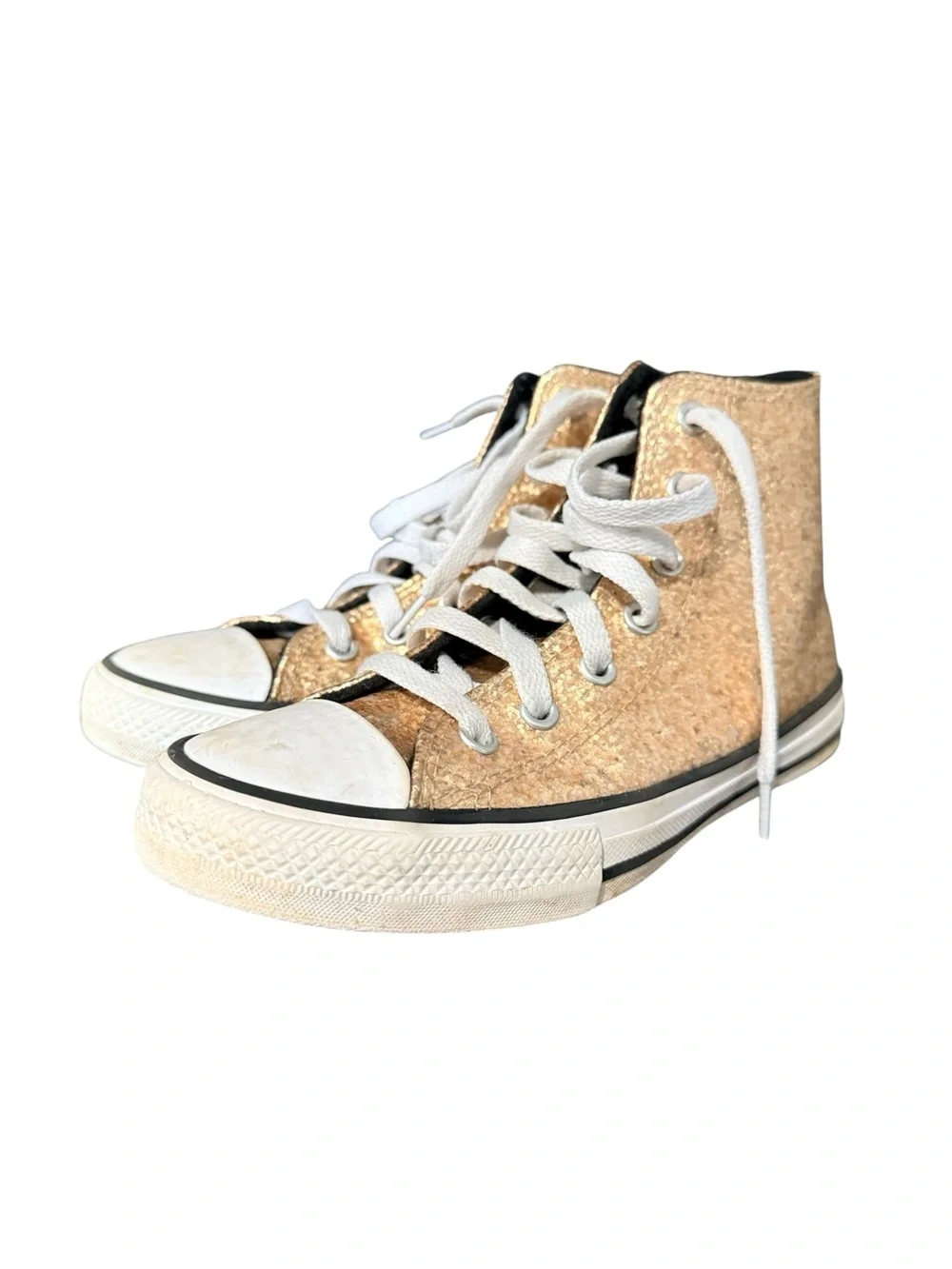 Converse Chuck Taylor All Star Gold Glitter High Top Sneakers Kids Size 2 Youth